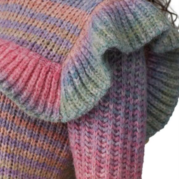 $425 LoveShackFancy Yumi Ruffle Alpaca wool Sweater S - Picture 5 of 12